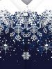 Gothic Glitter Skulls Snowflake Print Christmas Turn-down Collar Buttons Long Sleeves Shirt For Men -  