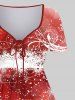 Robe de Soirée en Blocs de Couleurs 3D Etoile de Noël et Flocon de Neige Imprimés de Grande Taille à Paillettes - Rouge 2X