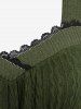 Plus Size Rhinestone Lace Trim Ruffles Belt Cable Knit Ribbed Textured Sweater -  