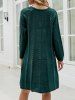 Twist Cable Knit Raglan Sleeve Mini Sweater Dress -  