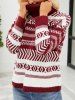 Contrast Tribal Geometric Graphic Turtleneck Sweater -  