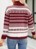 Contrast Tribal Geometric Graphic Turtleneck Sweater -  