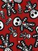 Gothic Cute Skulls Skeleton Gingerbread Print Turn-down Collar Christmas Button Up Shirt For Men -  