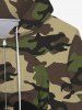 Sweat à Capuche Imprimé Camouflage Gothique 3D avec Poches Zippées - Vert 8XL