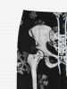 Pantalon de Survêtement Ombré à Imprimé Squelette et Flocon de Neige avec Poche Style Gothique pour Homme - Noir XS