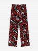Pantalon de Survêtement Imprimé Crâne Adorable avec Cordon de Serrage Style Gothique pour Hommes - Rouge XL