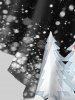 Haut Boule de Noël Chaussette et Flocon de Neige Imprimés à Manches Evasées de Grande Taille en Treillis - Noir S