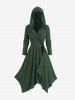 Robe Pull à Capuche Asymétrique Texturée Superposée Grande Taille à Lacets à Volants avec Œillet - Vert profond 1X | US 14-16