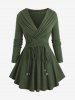 Plus Size Ruched Tie Crisscross Surplice Off The Shoulder V Neck Long Sleeve Top -  