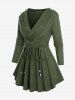 Plus Size Ruched Tie Crisscross Surplice Off The Shoulder V Neck Long Sleeve Top -  