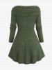 Plus Size Ruched Tie Crisscross Surplice Off The Shoulder V Neck Long Sleeve Top -  