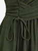 Plus Size Ruched Tie Crisscross Surplice Off The Shoulder V Neck Long Sleeve Top -  