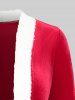 Christmas Fuzzy Trim Bowknot Buckle Belt Two Tone Velvet Tank Dress and Velvet Crop Coat Outfit -  