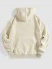 Men's Solid Color Label Design Fuzzy Fleece Kangaroo Pocket Hoodie and Drawstring Jogger Pants Set -  