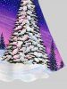 Plus Size Colorful Galaxy Colorblock Christmas Tree Snowflake Print Crisscross A Line Cami Dress -  