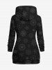 Sweat à Capuche à Corde Imprimé Hibou et Flocon de Neige de Noël Grande Taille - Noir M