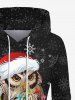 Plus Size Christmas Light Hat Owl Snowflake Print Drawstring Hoodie -  