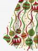 Plus Size Christmas Ball Bowknot Tie Stripe Ribbon Print Tank Dress -  