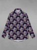 Gothic Christmas Hat Scarf Skull Print Buttons Shirt For Men -  