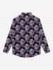 Gothic Christmas Hat Scarf Skull Print Buttons Shirt For Men -  