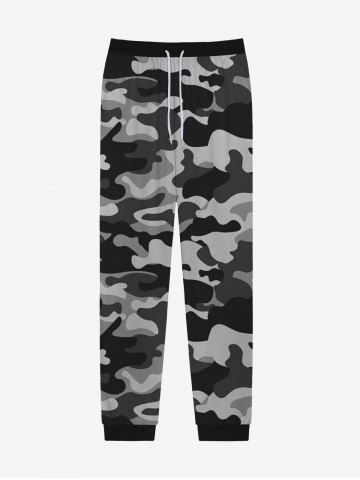Pantalon de Survêtement Camouflage Gothique Imprimé avec Poche à Cordon - BLACK - M