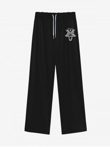 Pantalon de Survêtement en Velours avec Cordon de Serrage à Imprimé Squelette Style Gothique pour Hommes
