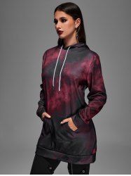 Gothic Tie Dye Pockets Drawstring Hoodie -  