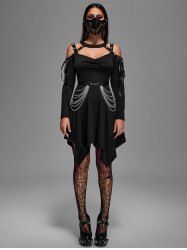Robe Gothique Mouchoir Découpée à Lacets - Noir 1X | US 14-16
