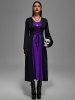 Plus Size Medieval Renaissance Lace Up Two Tone Hooded Dress -  
