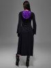 Plus Size Medieval Renaissance Lace Up Two Tone Hooded Dress -  