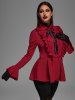 Gothic Ruffled Pleated Detail Ribbon Bow Peplum Jacket -  