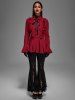 Gothic Ruffled Pleated Detail Ribbon Bow Peplum Jacket -  