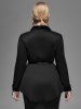 Gothic Lapel Collar Buttons High Low Ruffles Pleated Solid Coat -  