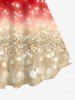 Robe de Soirée Brillante 3D Flocon de Neige de Noël Imprimé de Grande Taille à Paillettes - Rouge 3X