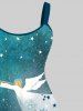 Plus Size Christmas Tree Snowflake Castle Angel Stars Galaxy Print Ombre A Line Tank Dress -  