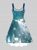 Renaissance Plus Size Christmas Tree Snowflake Castle Angel Stars Galaxy Print Ombre A Line Tank Dress -  