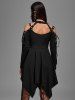 Gothic Choker Lace Up Cutout Handkerchief Dress -  