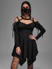 Gothic Choker Lace Up Cutout Handkerchief Dress -  