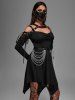 Gothic Choker Lace Up Cutout Handkerchief Dress -  