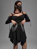 Gothic Choker Lace Up Cutout Handkerchief Dress -  