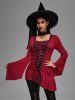 Gothic Lace Up Ruffles Ruched Flare Sleeves Asymmetric T-shirt -  