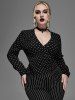 Gothic Bowknot Polka Dot V Neck Ruched Blouse -  