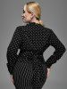 Gothic Bowknot Polka Dot V Neck Ruched Blouse -  
