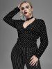 Gothic Bowknot Polka Dot V Neck Ruched Blouse -  