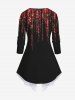 Plus Size Christmas Candy Bowknot Sparkling Sequin Tassel Glitter 3D Print 2 In 1 T-shirt -  