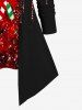 Plus Size Christmas Candy Bowknot Sparkling Sequin Tassel Glitter 3D Print 2 In 1 T-shirt -  