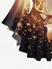 Plus Size Glitter Sparkling Christmas Tree Elk Sequins Ombre Galaxy Print Crisscross T-shirt -  