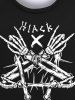 Gothic Skeleton Claws Cross Letters Print Crew Neck Sweatshirt For Men -  