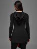 Hooded Lace Up Grommets Colorblock Gothic Coat -  