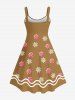 Plus Size Christmas Gingerbread Snowflake Candy Ribbon Bowknot 3D Print Tank Dress -  
